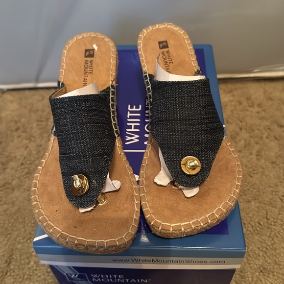 White Mountain Shoes Beachball Denim Wedge 6.5 - Picture 2 of 5